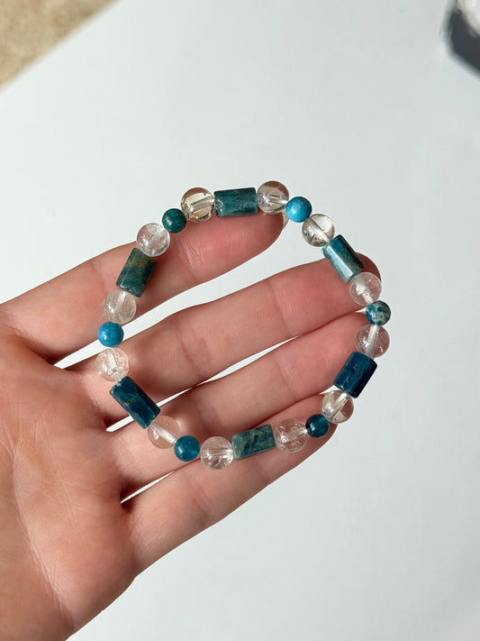 Blue Apatite & Clear Quartz - Bracelet