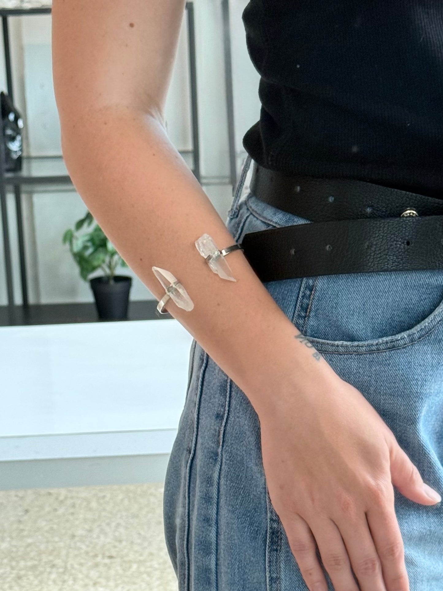 Lemurian Quartz Open Cuff Bracelet