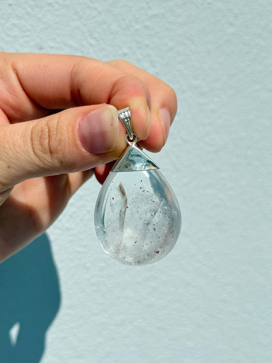 Colgante de cuarzo cristal en forma de gota | Clear Quartz Teardrop Pendant