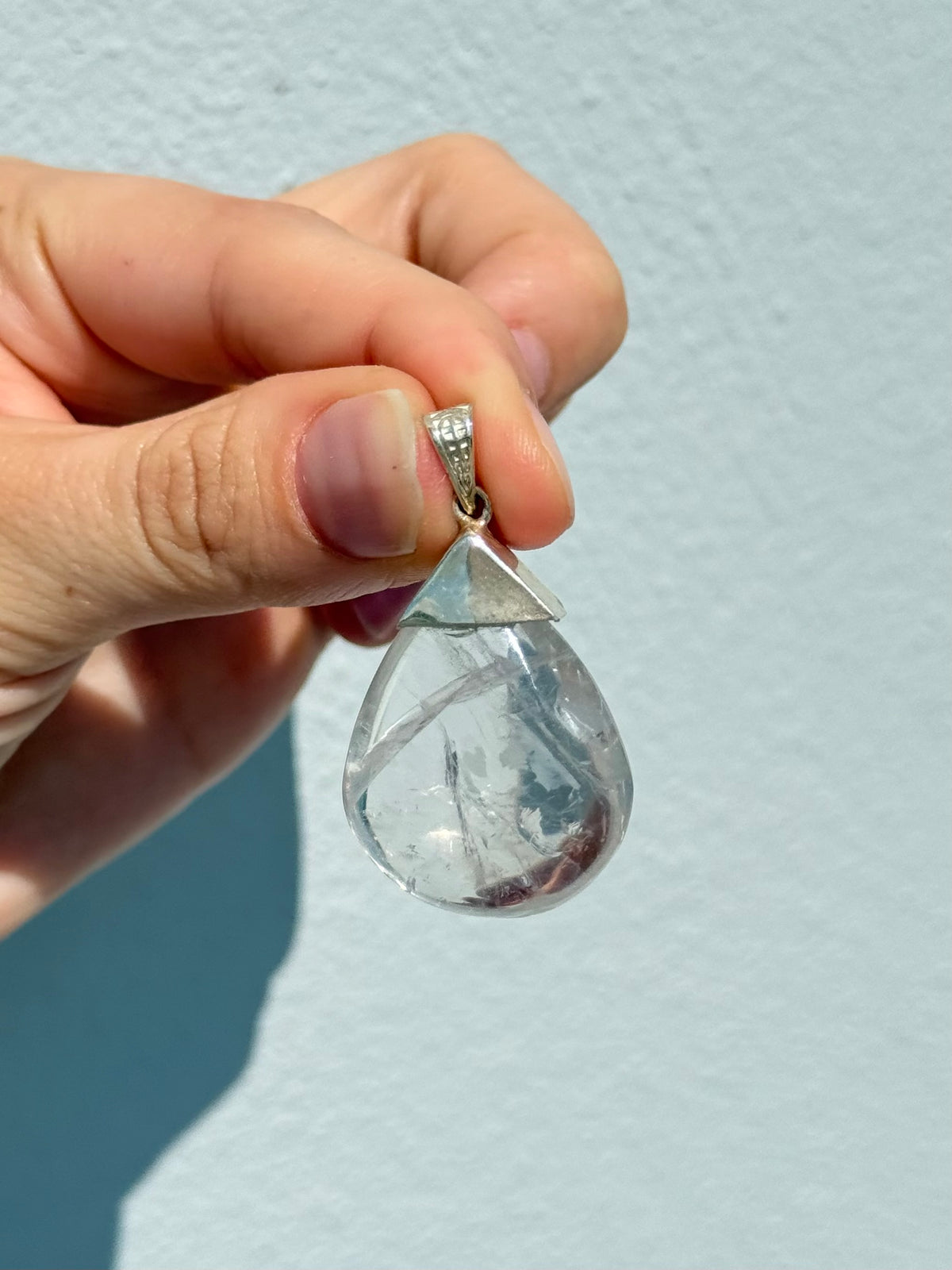 Colgante de cuarzo cristal en forma de gota | Clear Quartz Teardrop Pendant