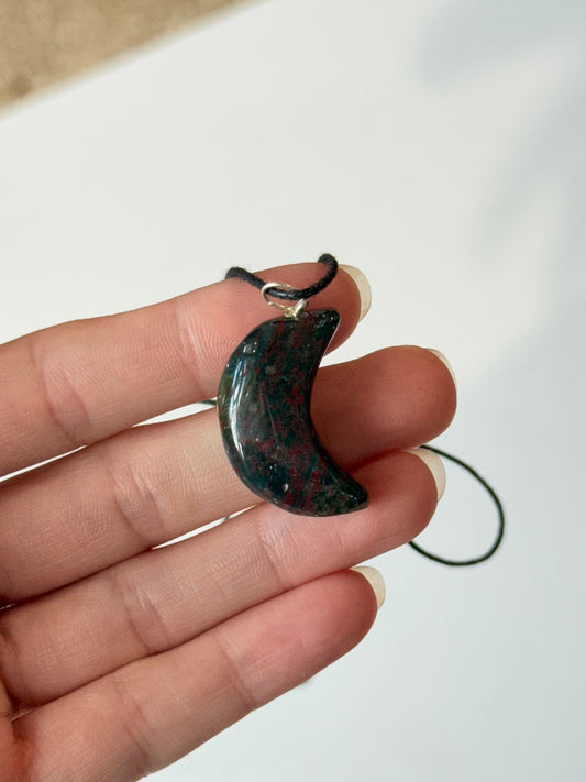 Blood Stone Moon Pendant