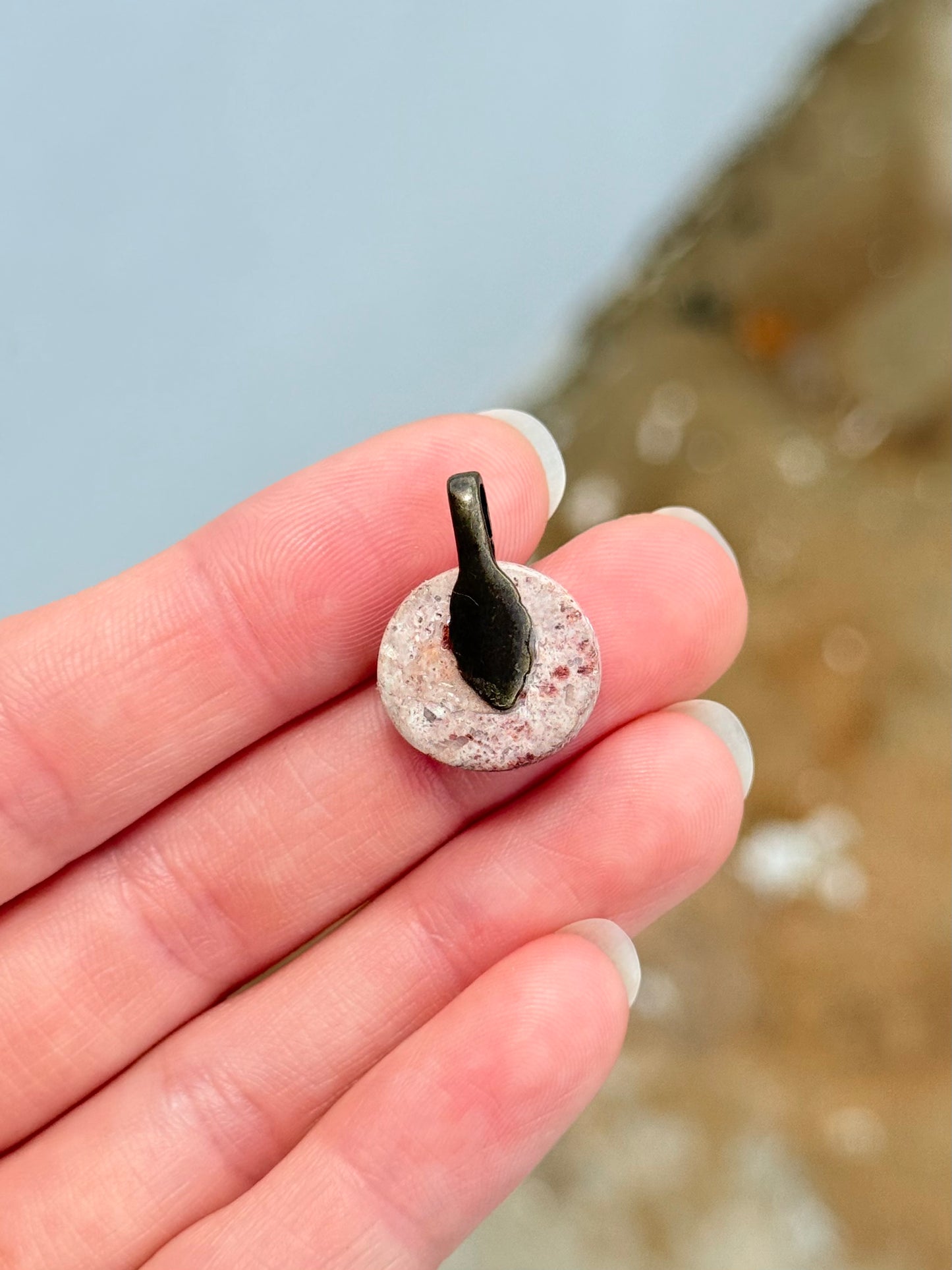 Fire Agate on Matrix Cabochon Pendant