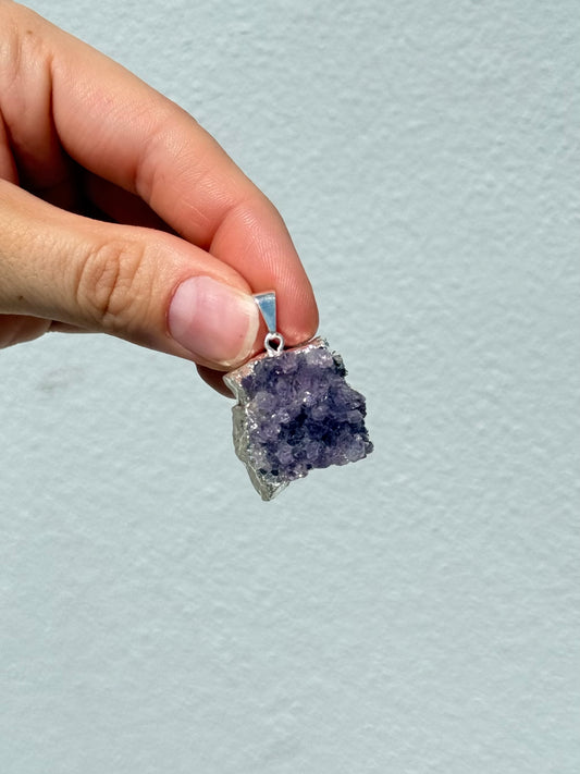 Colgante de drusa de amatista natural | Natural Amethyst Druzy Pendant