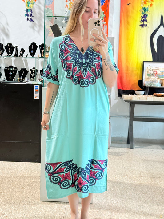 100% Cotton Dress ( Blue )