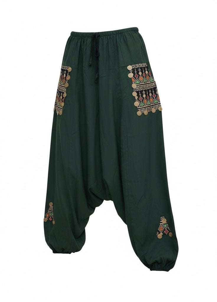 Boho Style Rayon Pant - Dark Green ( One Size )