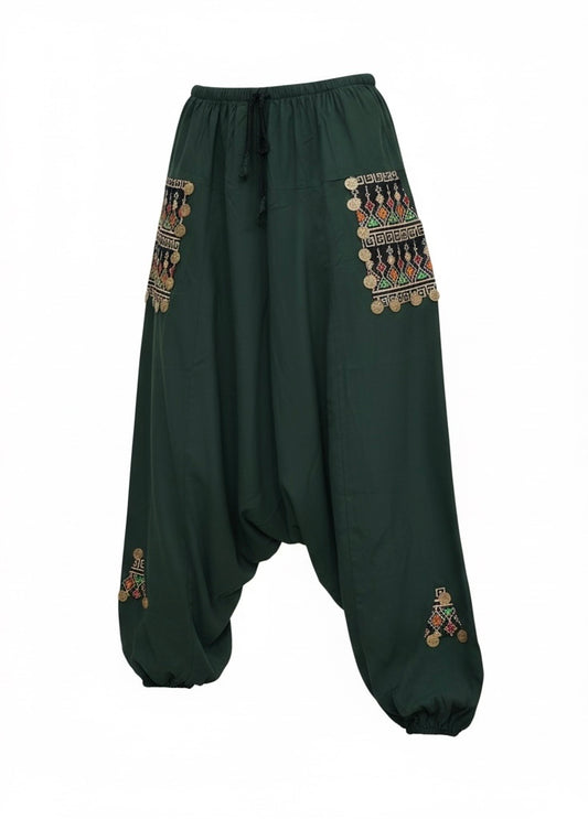 Boho Style Rayon Pant - Dark Green ( One Size )