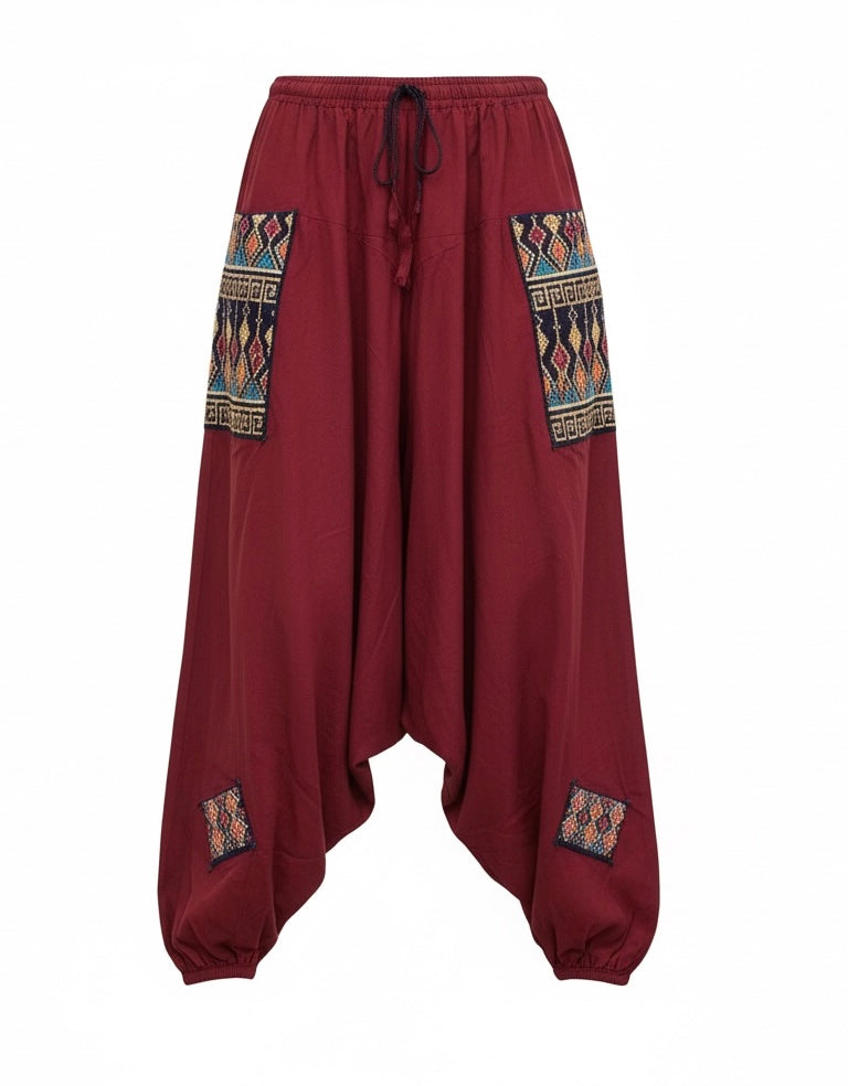 Boho Style Rayon Pant - Wine Color ( One Size )