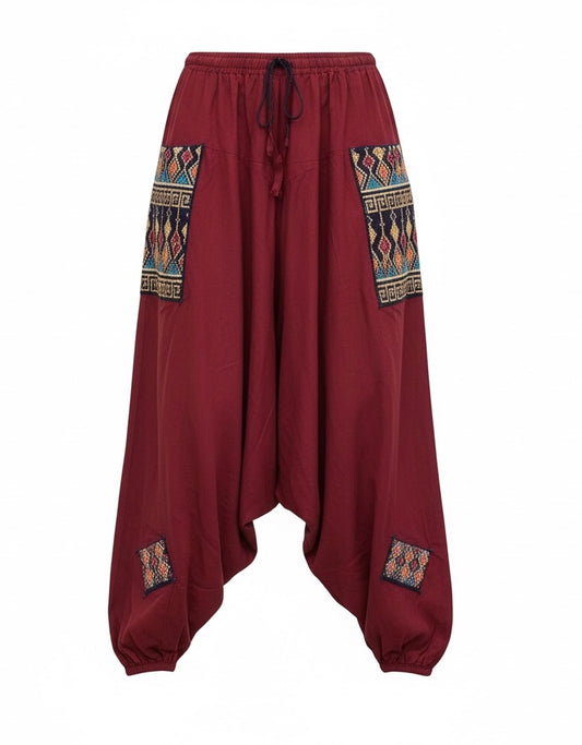 Boho Style Rayon Pant - Wine Color ( One Size )