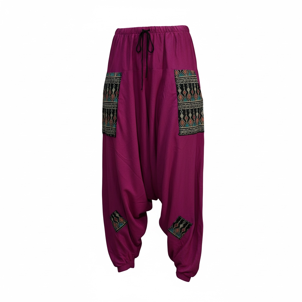 Boho Style Rayon Pant - Magenta ( One Size )