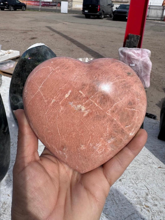 Peach Moonstone Heart