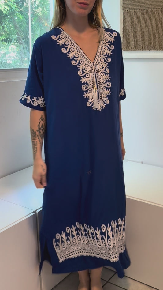 Blue Short Sleeve 100% Cotton Dress